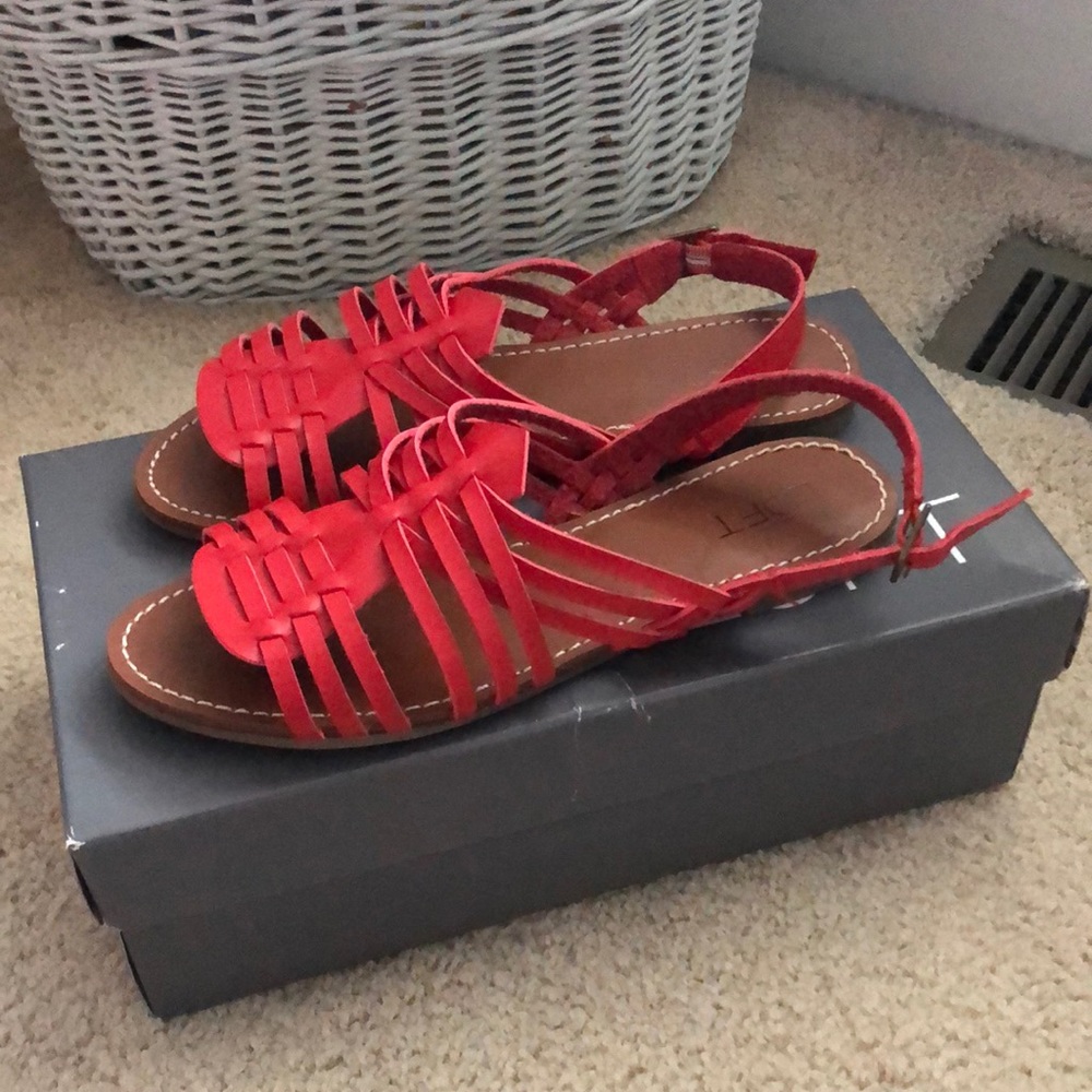 Red Loft huarache sandals